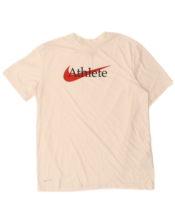 Camiseta masculina NIKE Dri Fit Graphic Top Médio Algodão Branco