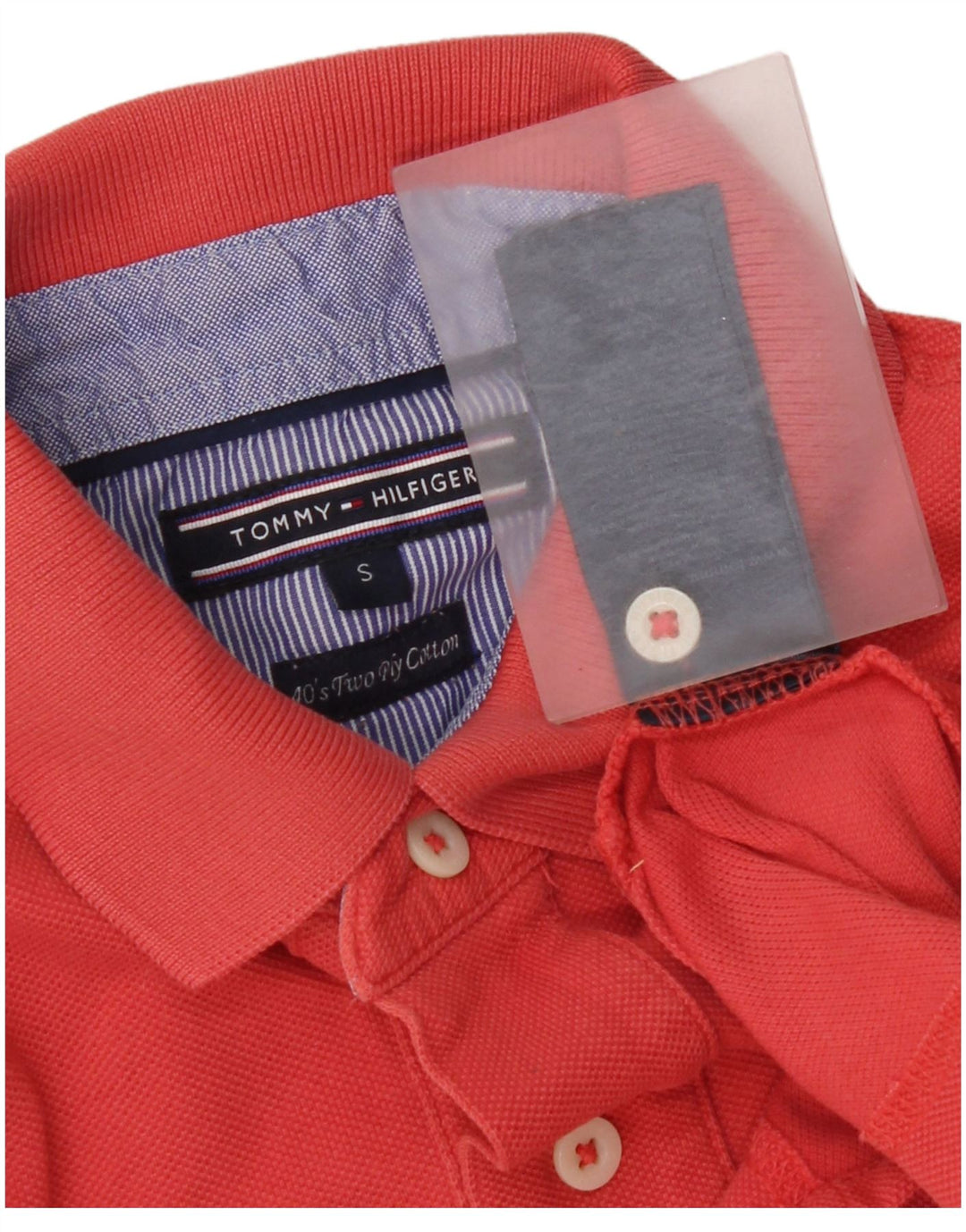 Camisa polo masculina Tommy Hilfiger pequena vermelha de algodão