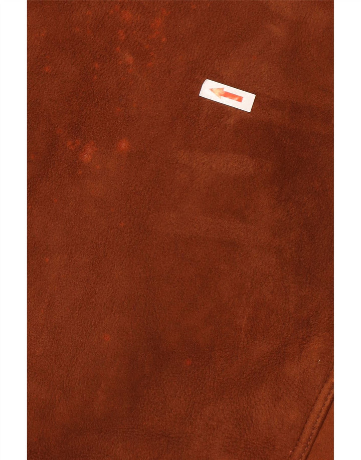 Jaqueta masculina vintage de shearling IT 46 pequena marrom shearling