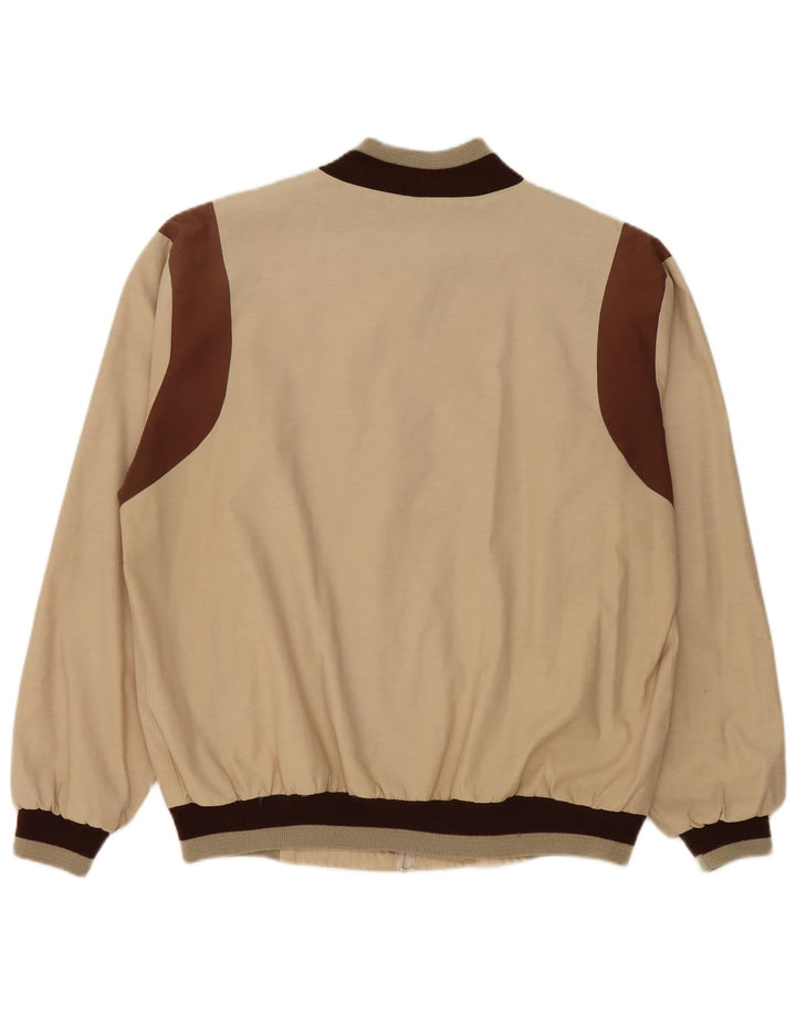 Jaqueta bomber masculina vintage UK 42 XL bege Colourblock poliéster
