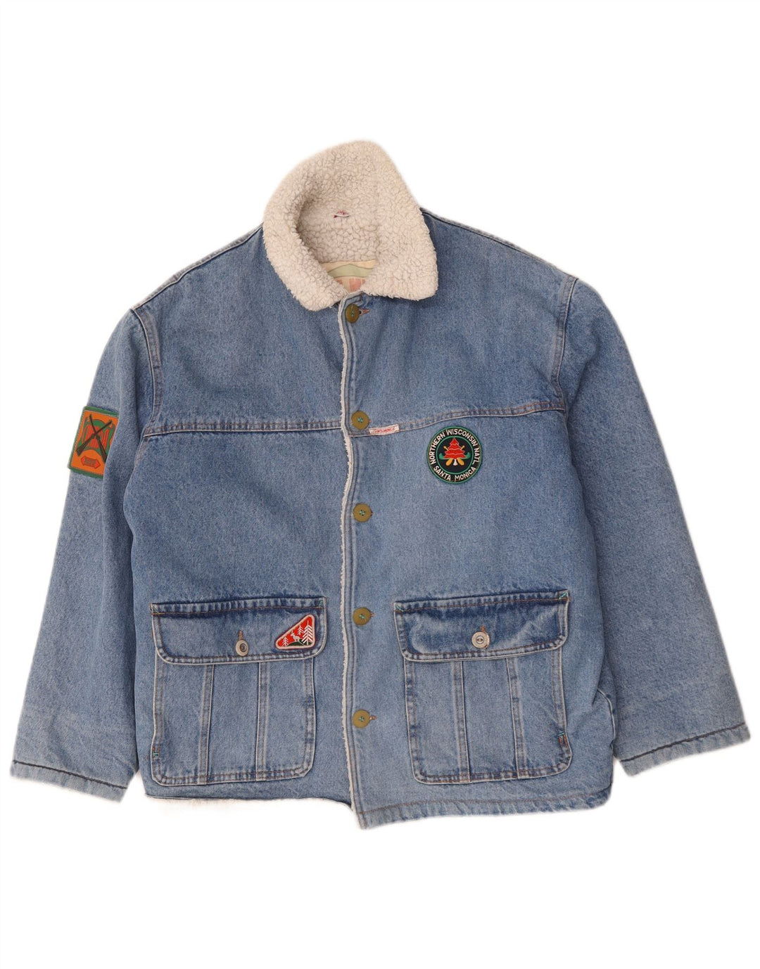 Jaqueta masculina Ritt Graphic Denim Sherpa Reino Unido 40 grande algodão azul