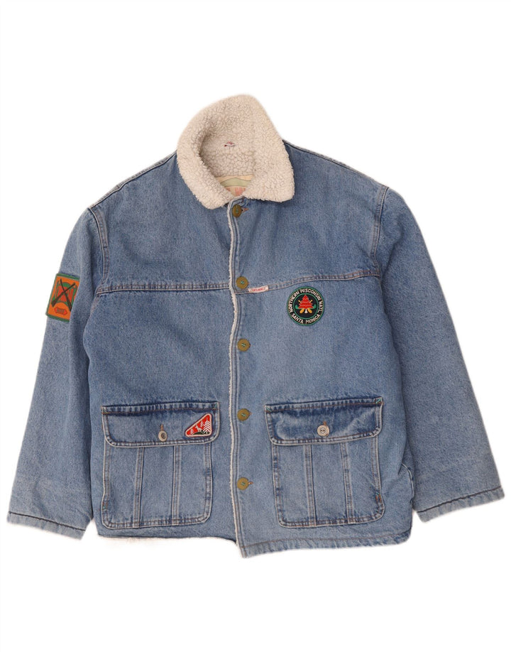 Jaqueta masculina Ritt Graphic Denim Sherpa Reino Unido 40 grande algodão azul