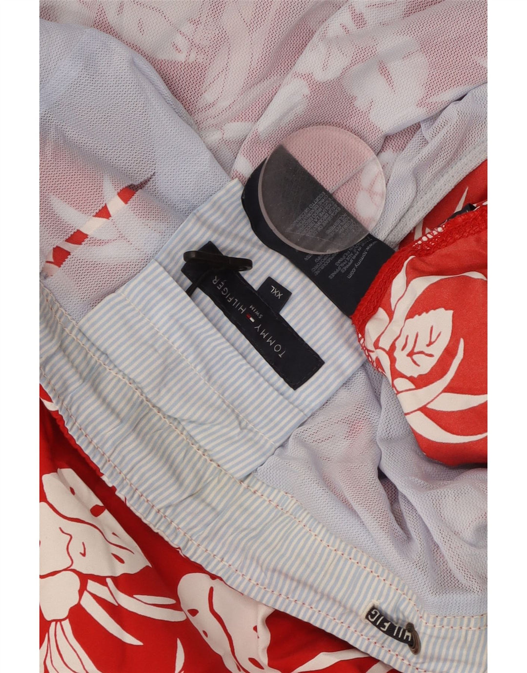 Shorts de natação masculino TOMMY HILFIGER 2XL poliéster floral vermelho