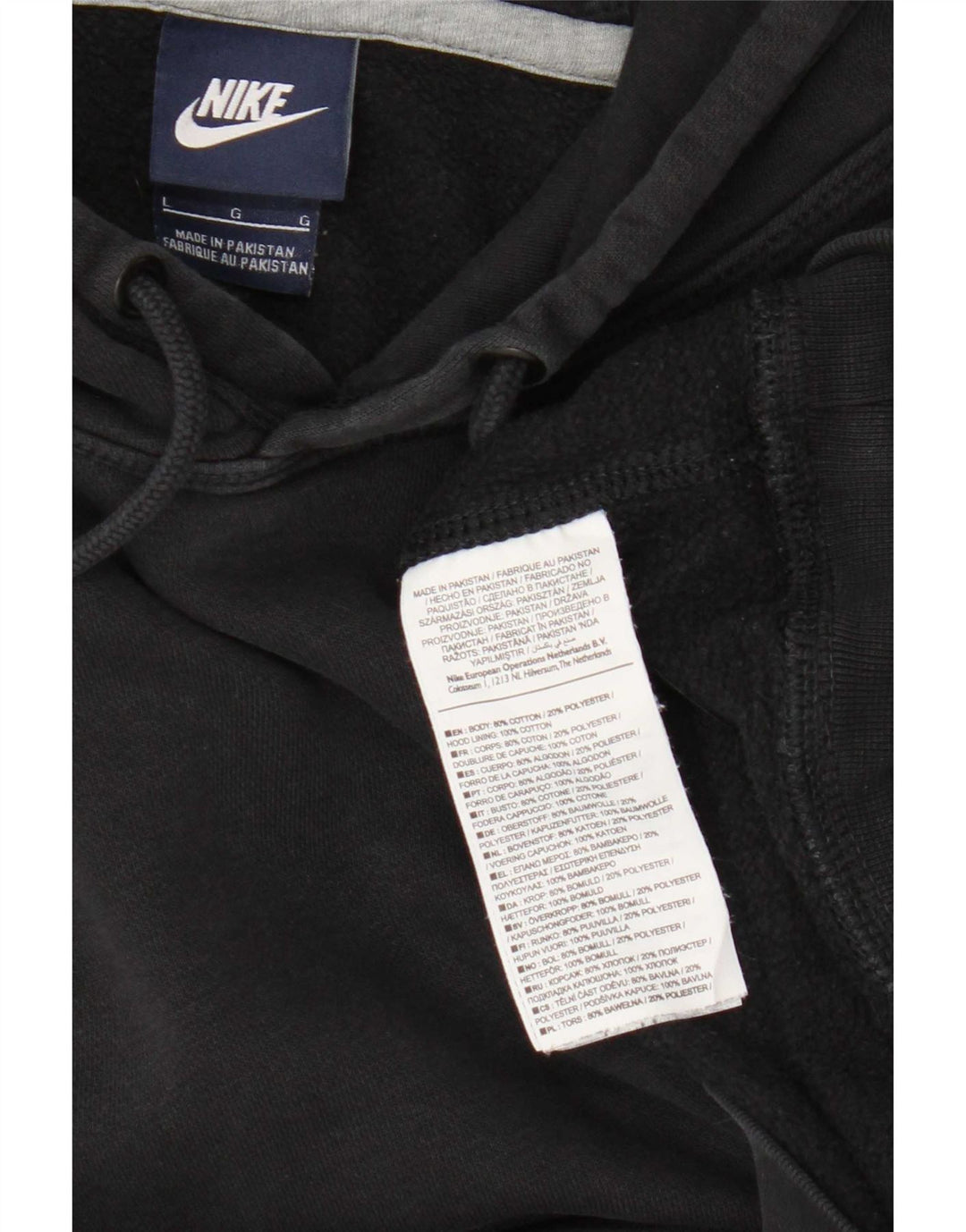 Nike Mens Hoodie Jumper Grande Algodão Preto