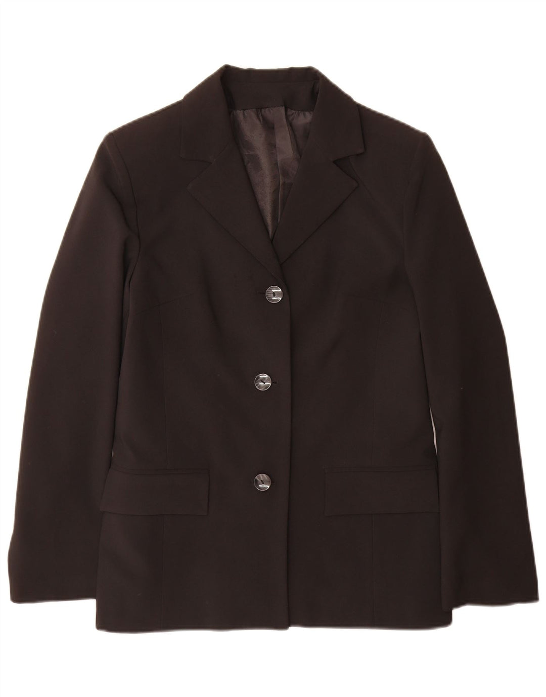 Jaqueta blazer feminina vintage com 3 botões IT 46 grande poliéster preto