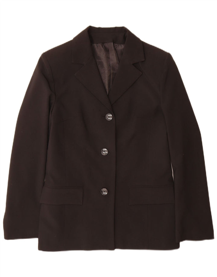 Jaqueta blazer feminina vintage com 3 botões IT 46 grande poliéster preto