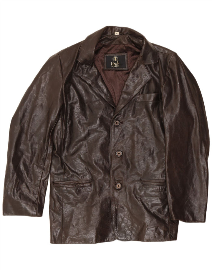 Jaqueta de couro masculina Heeli UK 42 XL couro marrom