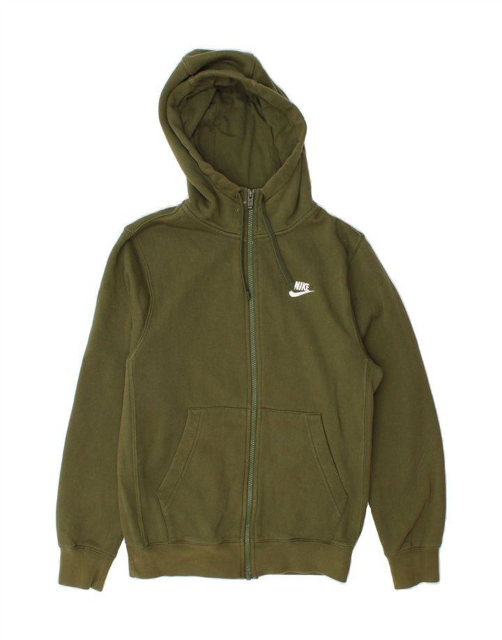 NIKE Mens Zip Hoodie Sweater XS Khaki Cotton Vintage Nike and Second-Hand Nike from Messina Hembry 