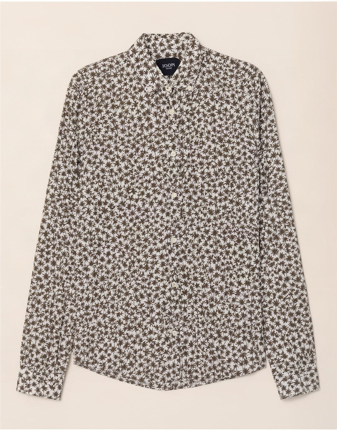 Camisa havaiana masculina Joop média branca floral de linho