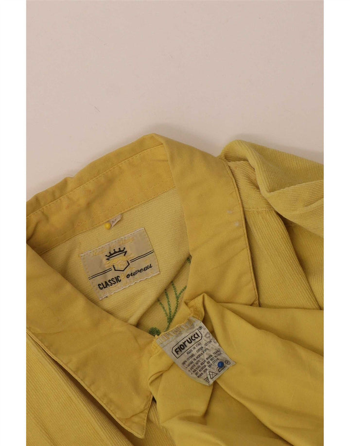 Camisa masculina de veludo cotelê Fiorucci de algodão floral amarelo médio
