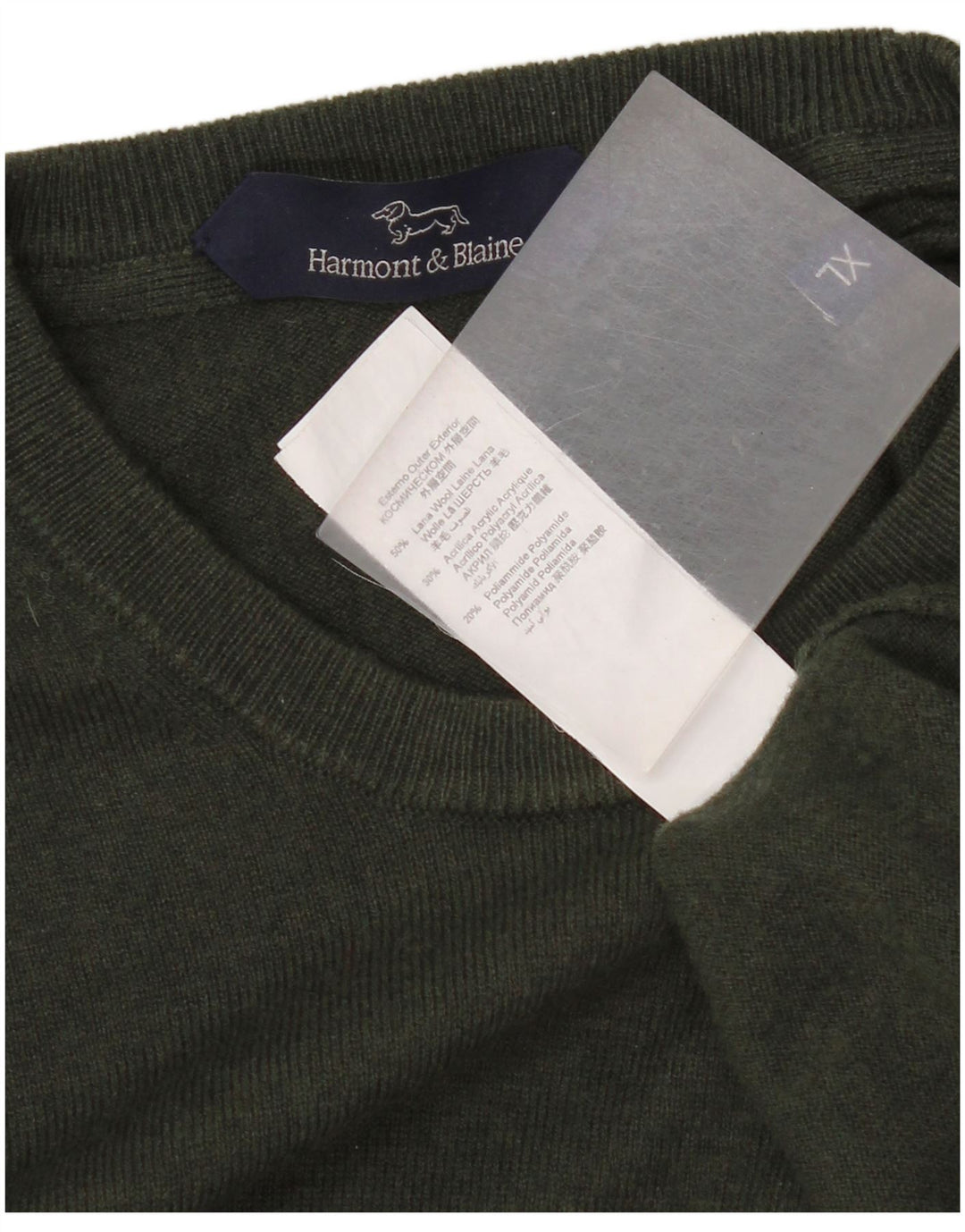 Suéter masculino Harmont & Blaine com gola redonda XL de lã verde