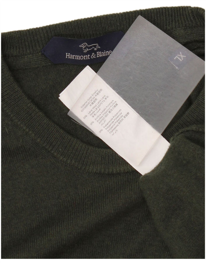 Suéter masculino Harmont & Blaine com gola redonda XL de lã verde