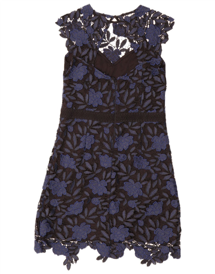 Vestido feminino Lipsy A-Line UK 14 médio azul marinho floral poliéster