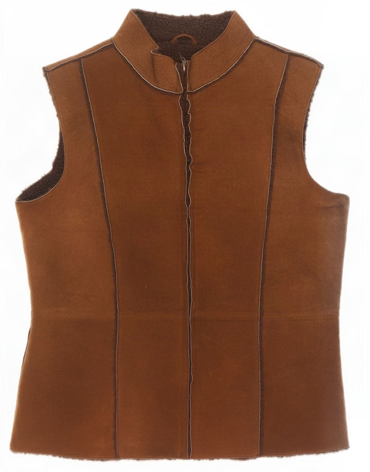 Modern Classics Feminino Camurça Sherpa Gilet Reino Unido 14 Grande Couro Marrom