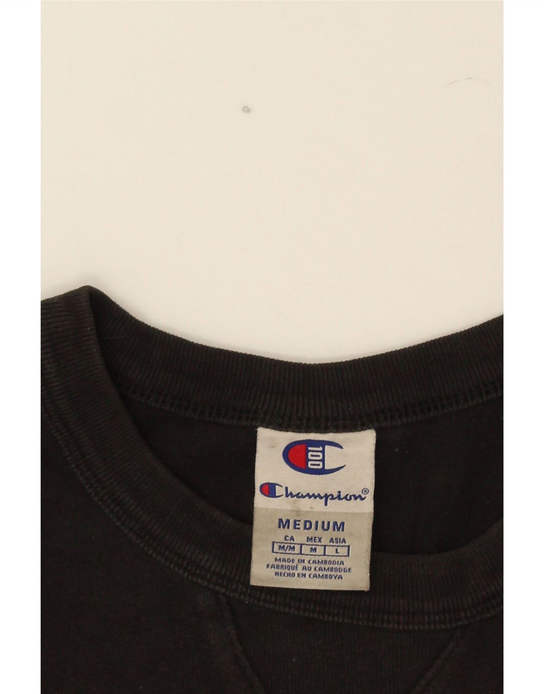 Camiseta gráfica masculina Champion de algodão preto médio