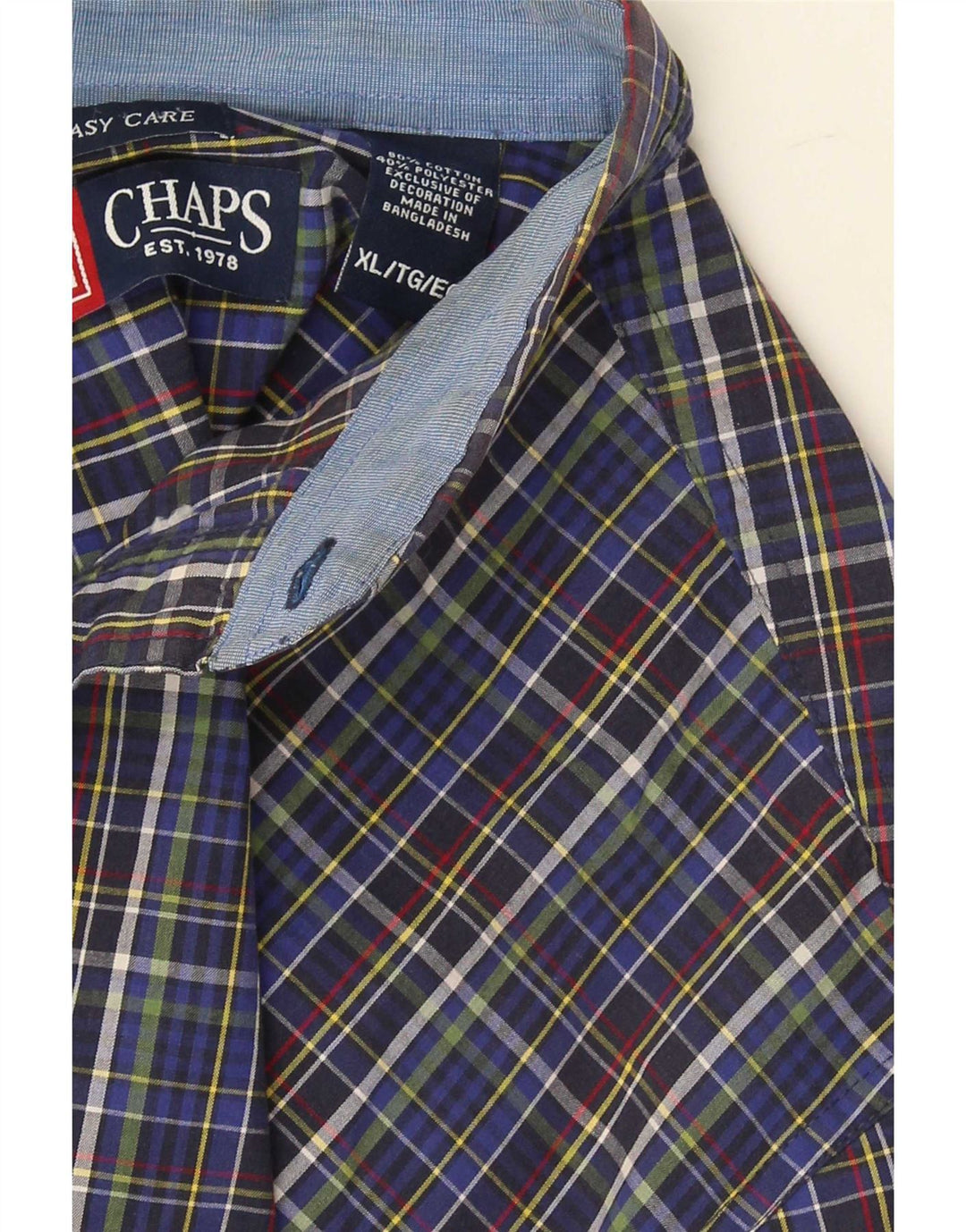 Camisa masculina Chaps Easy Care XL azul xadrez algodão