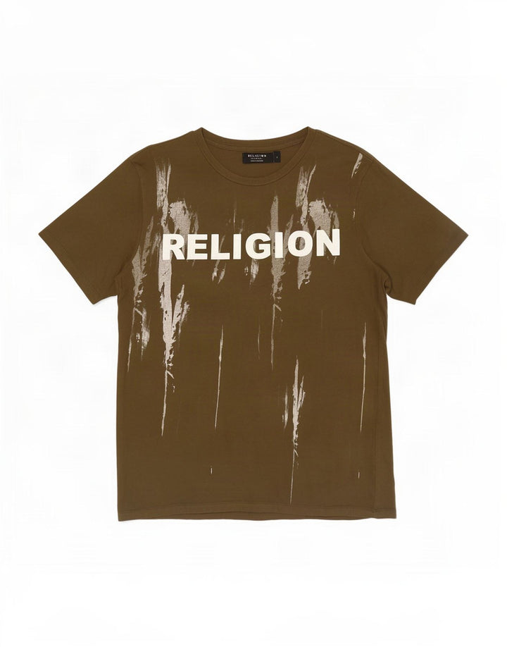 Religião Camiseta masculina gráfica Top pequeno algodão cáqui