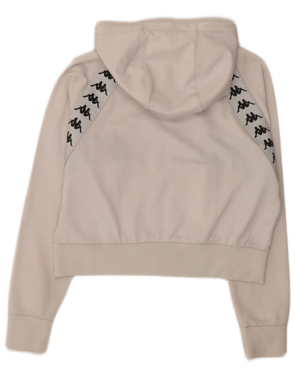 Suéter feminino Kappa com capuz e zíper gráfico grande UK 10 pequeno branco