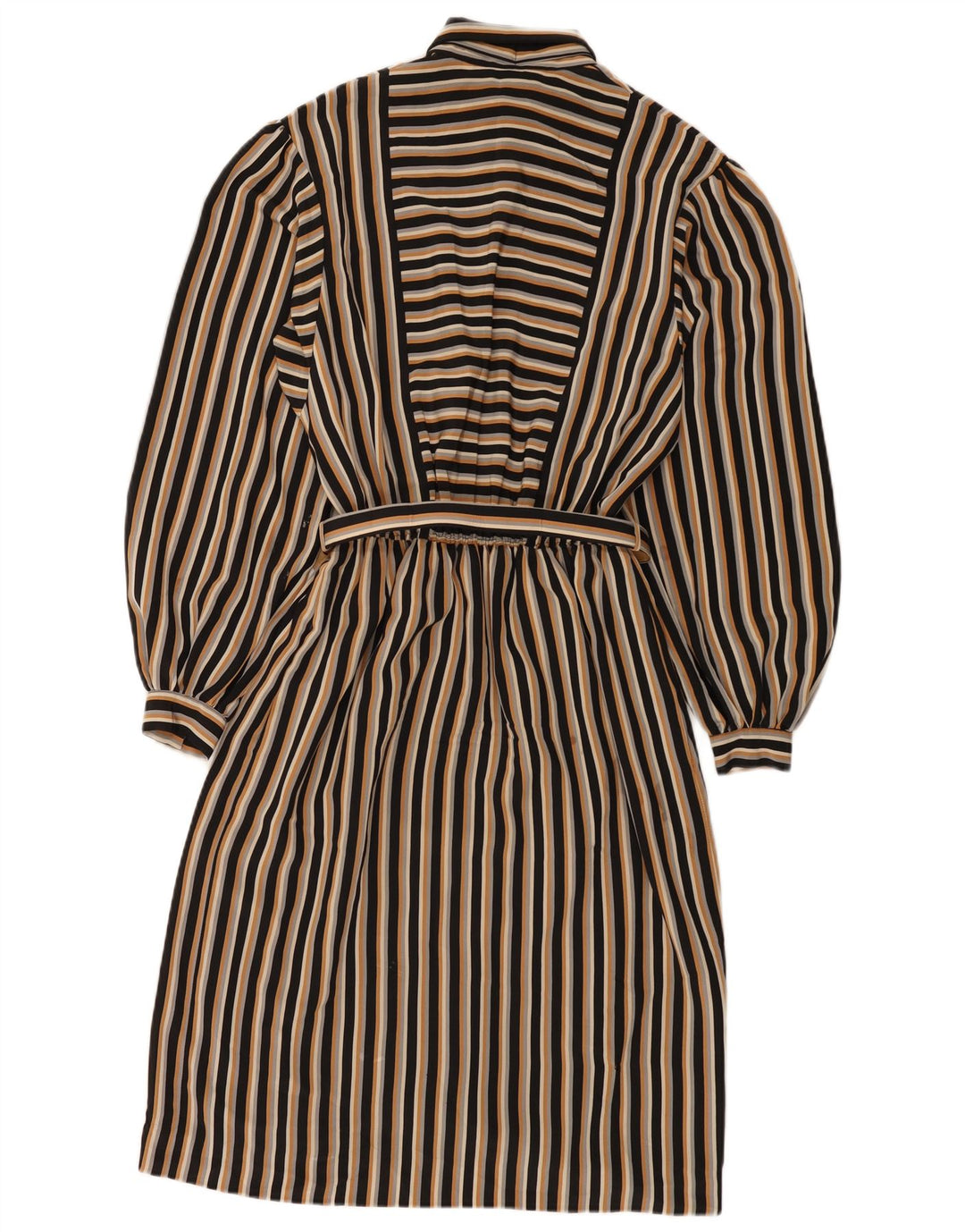 Vestido básico feminino vintage com gravata frontal Reino Unido 12 médio listrado multicolorido