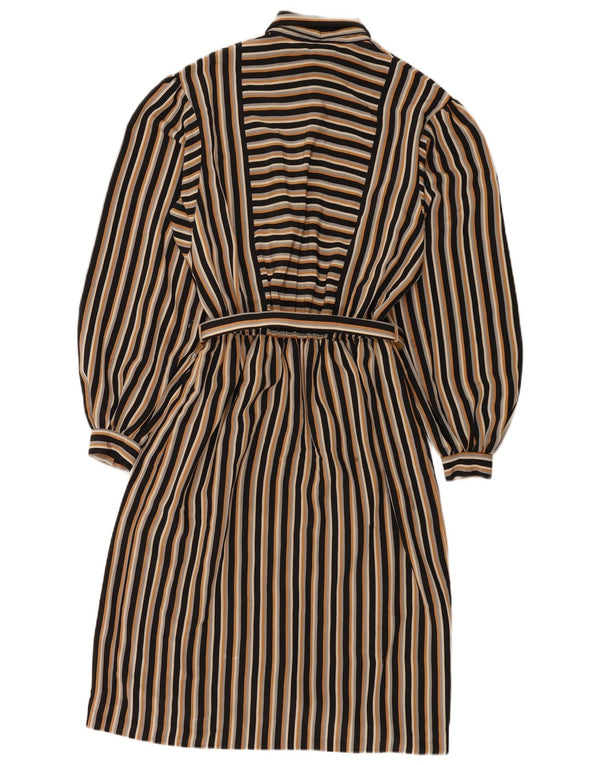 Vestido básico feminino vintage com gravata frontal Reino Unido 12 médio listrado multicolorido