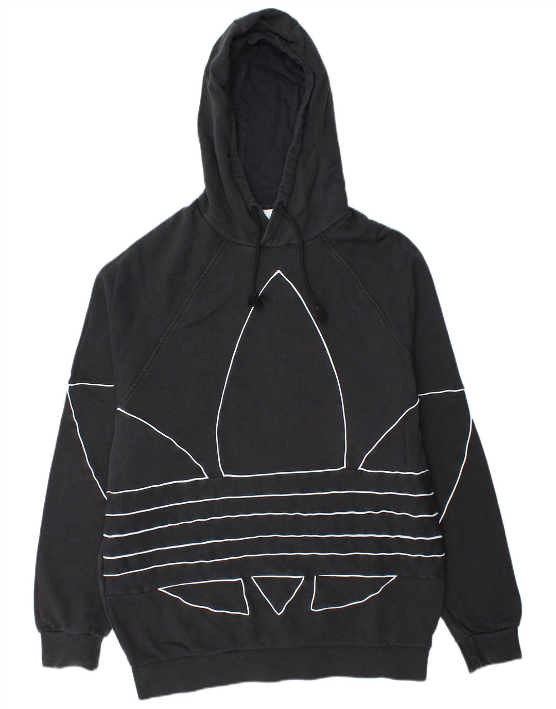 ADIDAS Mens Graphic Hoodie Jumper Grande Algodão Preto