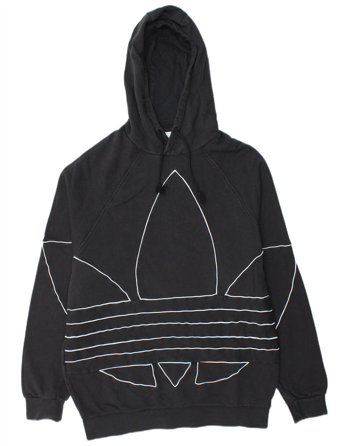 ADIDAS Mens Graphic Hoodie Jumper Grande Algodão Preto
