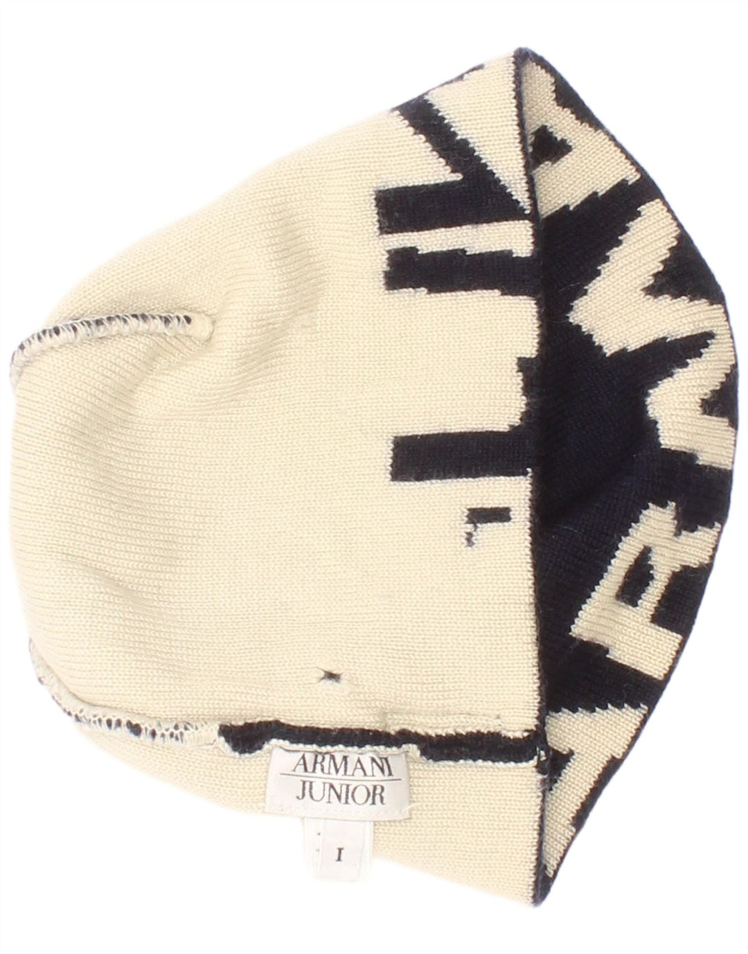 Gorro de malha gráfica Armani Junior para meninos, tamanho único, azul marinho, bloco colorido