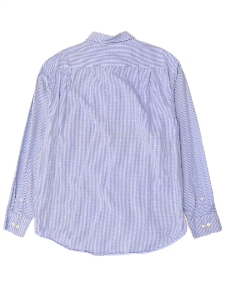 Camisa masculina Izod grande algodão guingão azul