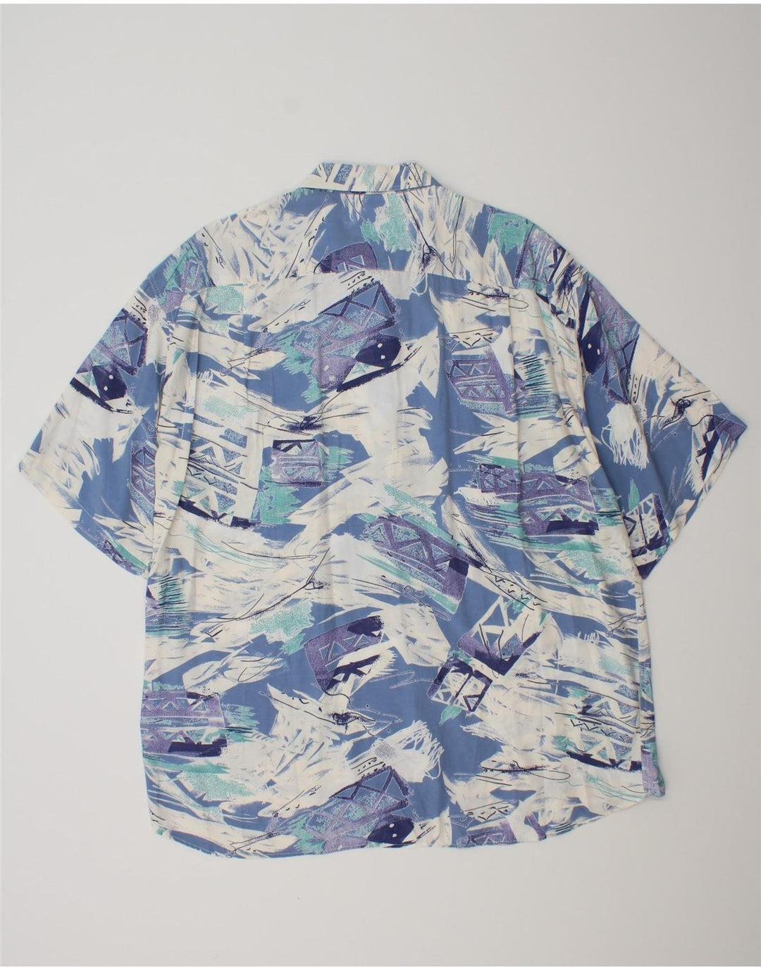 Camisa masculina de manga curta com padrão abstrato MAC FASHION XL azul viscose