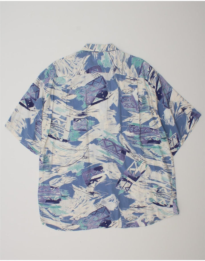 Camisa masculina de manga curta com padrão abstrato MAC FASHION XL azul viscose