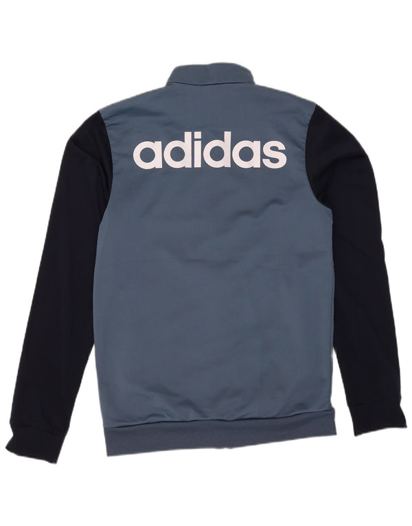 Adidas Mens Graphic Tracksuit Top Jacket Pequeno Azul Colorblock Poliéster