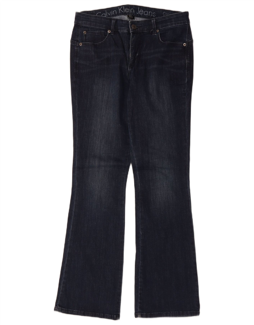 Calça jeans feminina Calvin Klein Bootcut US 8 médio W29 L31 algodão azul marinho