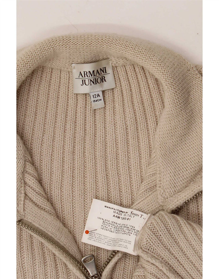 Suéter cardigã Armani Boys 11-12 anos lã virgem bege