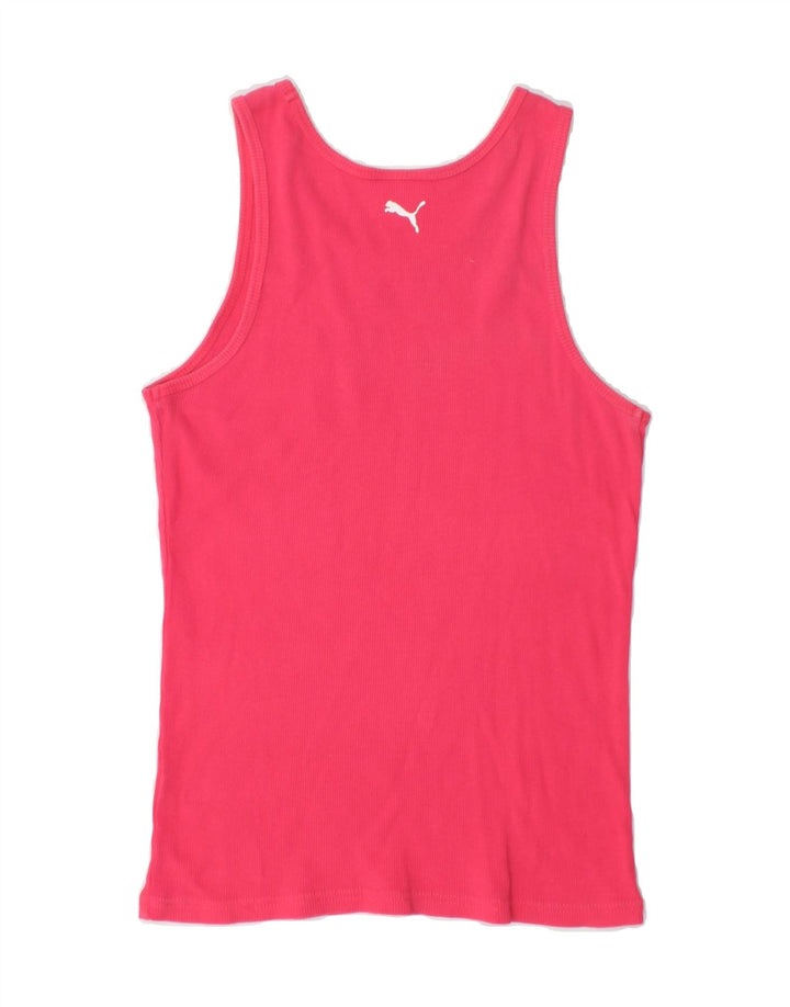 PUMA Womens Graphic Vest Top UK 12 Medium Pink Cotton Vintage Puma and Second-Hand Puma from Messina Hembry 