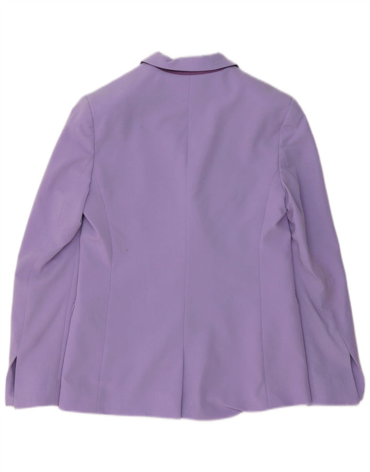 Jaqueta blazer feminina Topshop com peito duplo Reino Unido 8 poliéster roxo pequeno