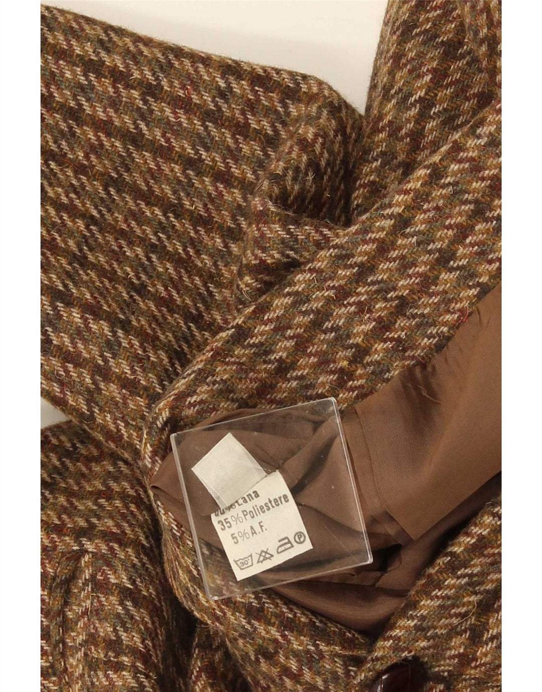 Jaqueta blazer masculina vintage com 2 botões IT 52 XL marrom houndstooth lã