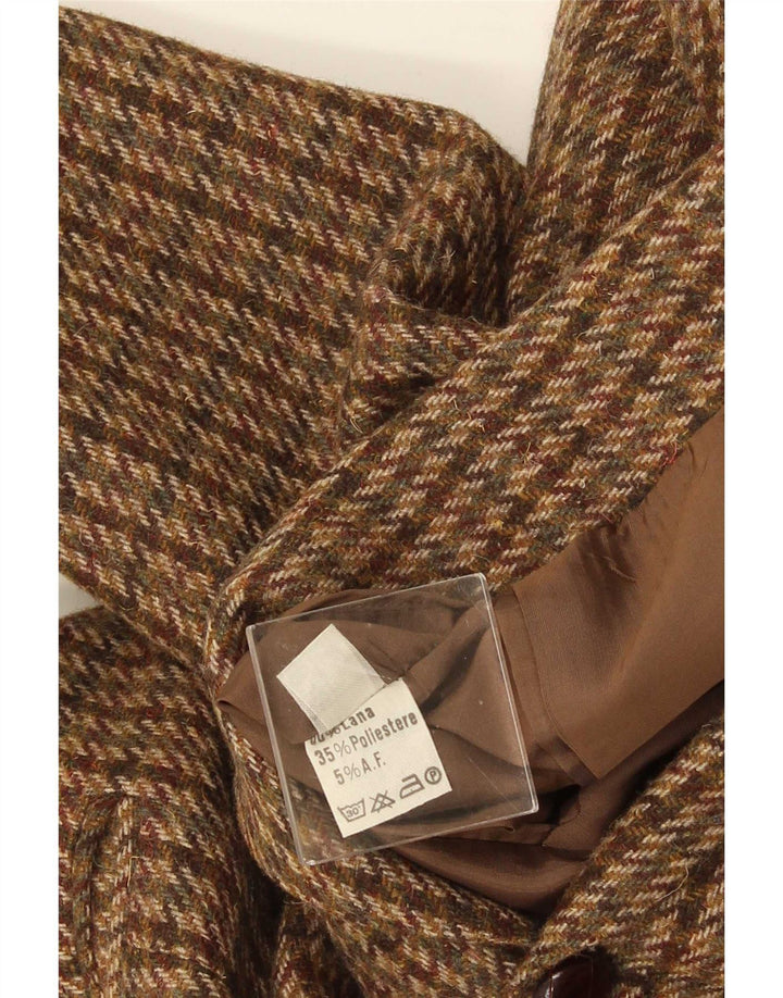Jaqueta blazer masculina vintage com 2 botões IT 52 XL marrom houndstooth lã
