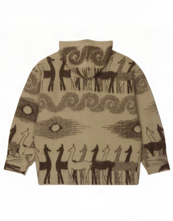 Suéter cardigã feminino vintage com capuz Reino Unido 20 2XL bege Fair Isle