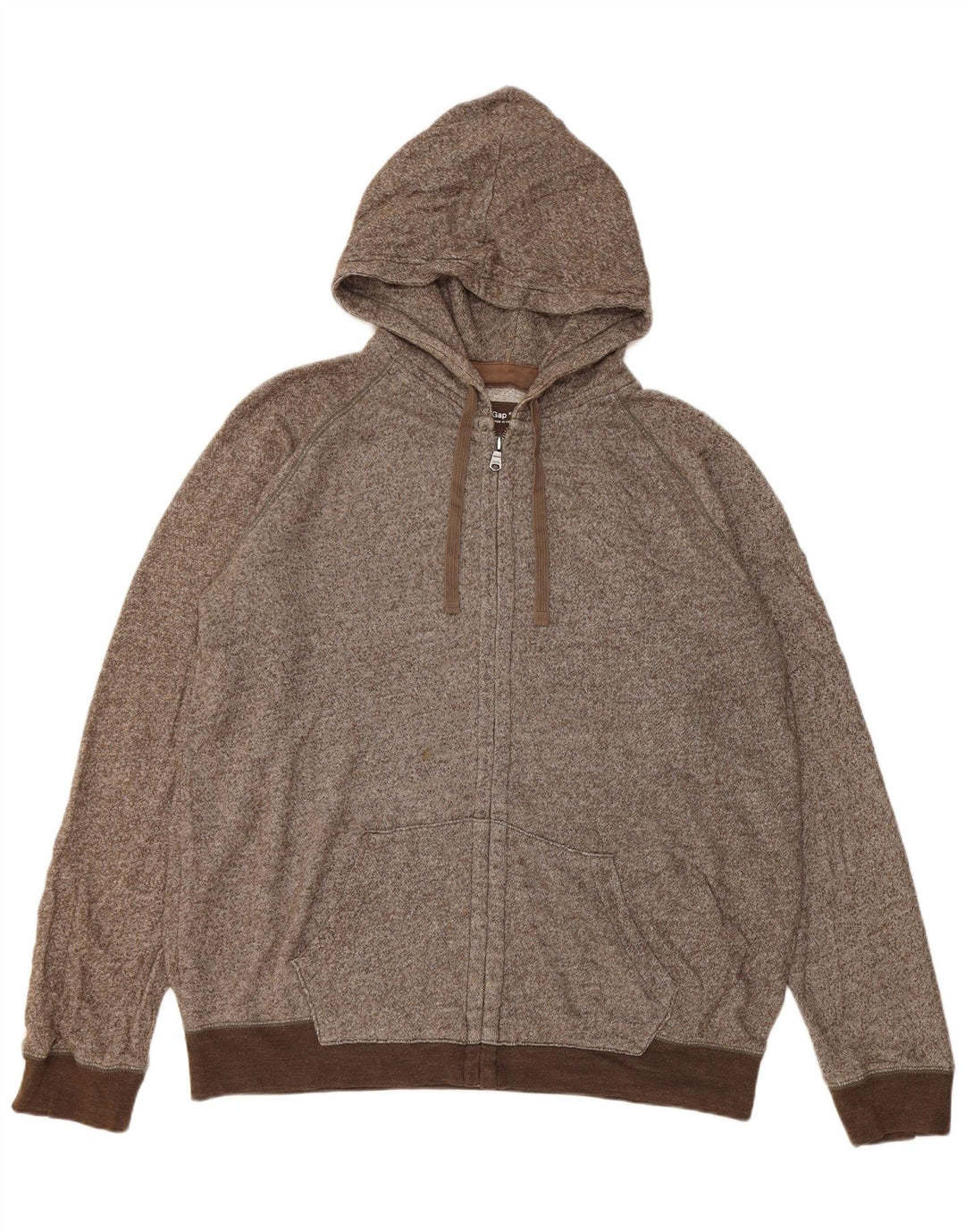 Suéter masculino com capuz e zíper Gap XL marrom manchado