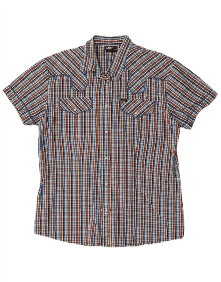 Camisa masculina de manga curta Lee XL algodão xadrez multicolorido