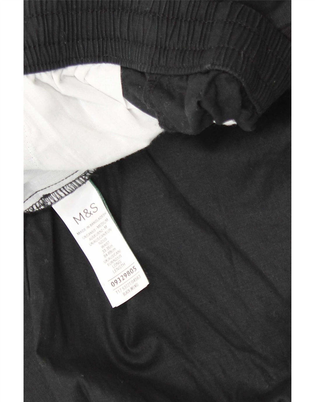 Calça chino reta masculina Marks & Spencer média W33 L31 linho preto