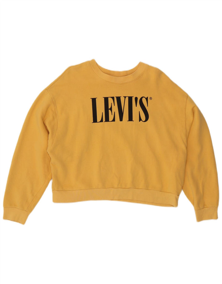 Levi's Womens Oversized Crop Graphic Moletom Jumper Reino Unido 14 Médio Amarelo