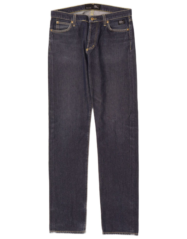 Roy Rogers Calça jeans feminina slim IT 46 grande W32 L34 algodão azul marinho