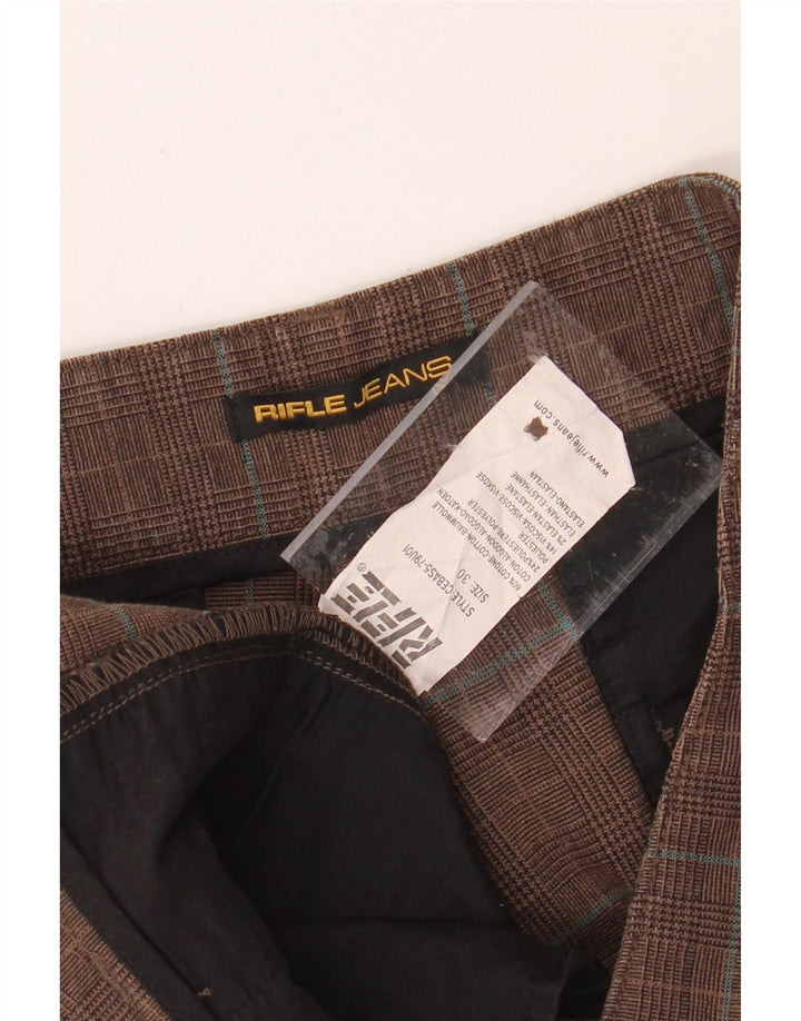 RIFLE Womens Straight Suit Trousers W30 L30 Brown Check Cotton Vintage Rifle and Second-Hand Rifle from Messina Hembry 