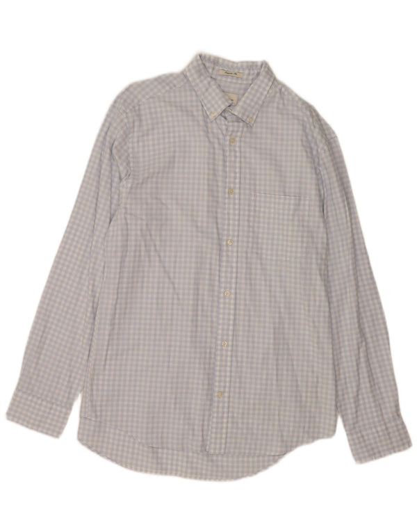 Camisa masculina Gant Regular Fit tamanho 43/44 17 1/2 XL algodão guingão azul