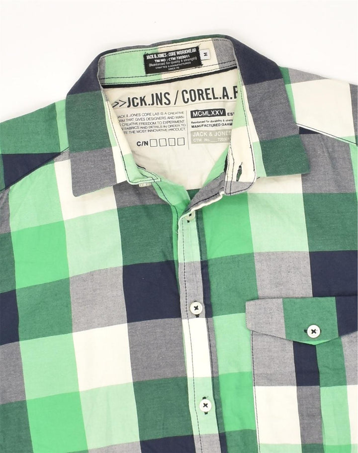 Camisa masculina JACK & JONES algodão xadrez verde médio