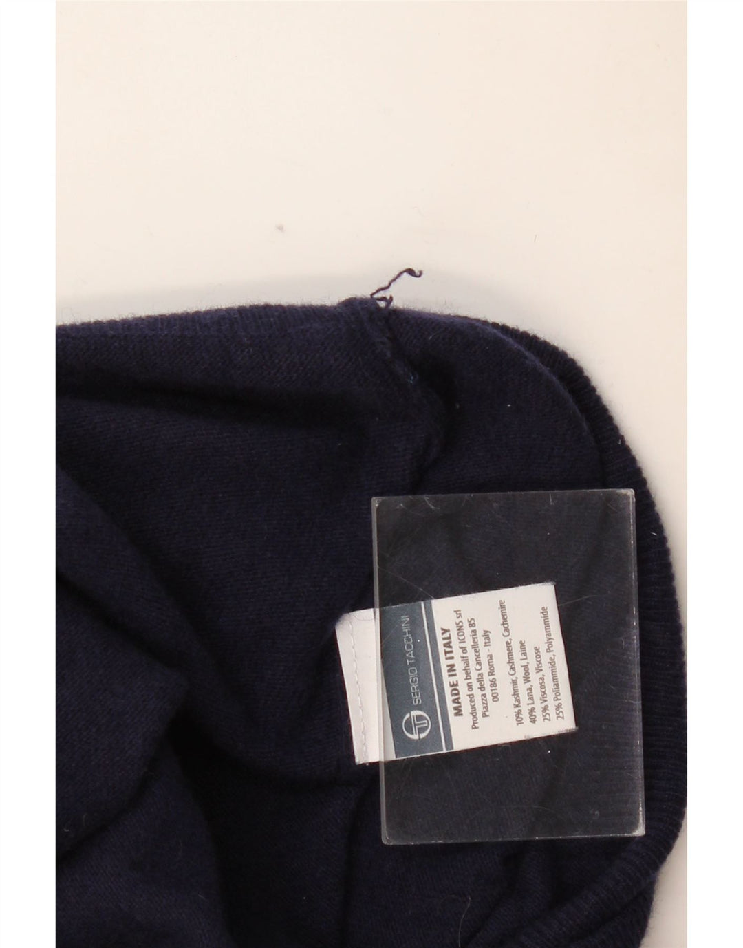 SERGIO TACCHINI Suéter masculino com gola redonda, grande lã azul marinho