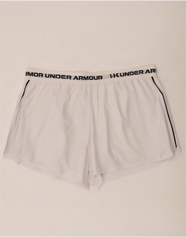 Shorts esportivos gráficos femininos Under Armour UK 20 2XL poliéster branco
