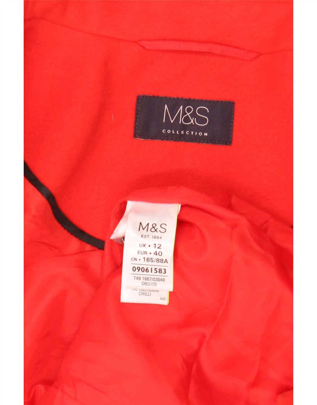 Sobretudo feminino Marks & Spencer UK 12 poliéster vermelho médio