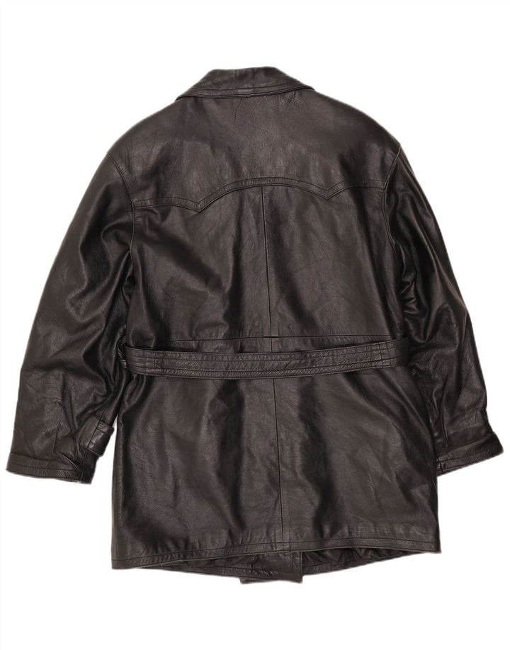 Casaco feminino LAVORAZIONE ARTIGIANA UK 12 couro preto médio